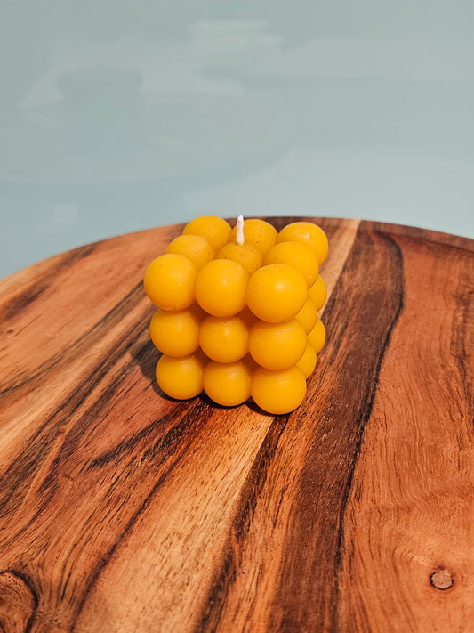 Bubble Cube Beeswax Candle 130g